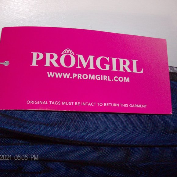 blue Masquerade prom dress with straps - Picture 3 of 6